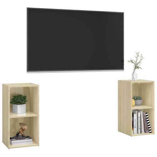 Meubles TV 2 Pièces Chêne Sonoma 72x35x36,5 Cm Bois Contreplaqué