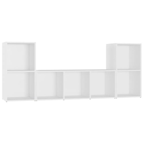 Ensemble De Meubles TV 3 Pièces Blanc Bois Contreplaqué