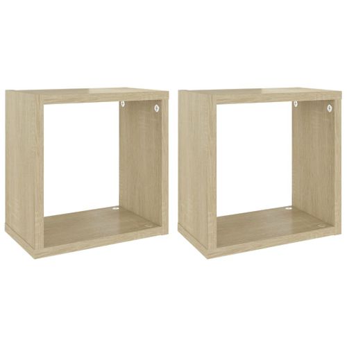 Étagères Cube Murales 2 Pièces Chêne Sonoma 26x15x26 Cm