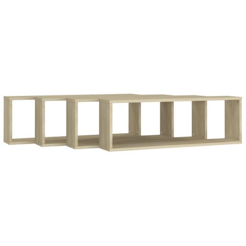 Étagères Cube Murales 4 Pièces Chêne Sonoma 80x15x26,5 Cm