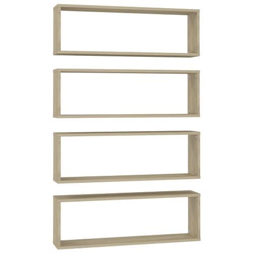 Étagères Cube Murales 4 Pièces Chêne Sonoma 80x15x26,5 Cm