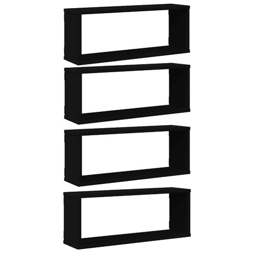 Étagères Murales Cube 4 Pièces Noir 60x15x23 Cm Bois D’ingénierie