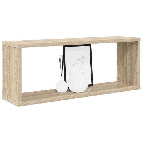 Tables De Chevet Flottantes 2 Pièces Chêne Fumé Bois Contreplaqué