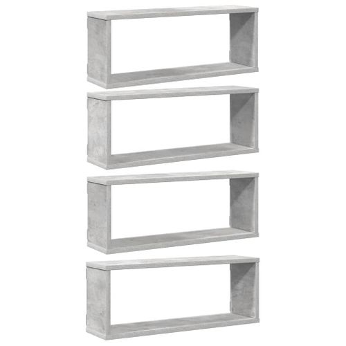 Étagères Murales Cube 4 Pièces Gris Béton Bois D’ingénierie