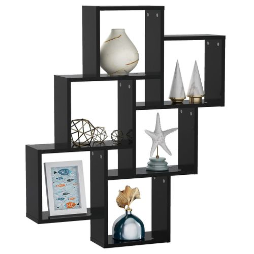 323889 Floating Corner Shelf High Gloss Black 25x25x3,8 Cm Mdf Bois Contreplaqué