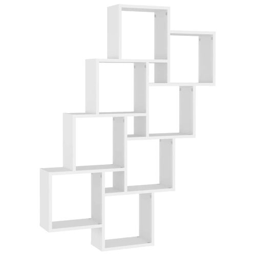 Étagère Murale Cube Blanc 90x15x119 Cm Bois Contreplaqué