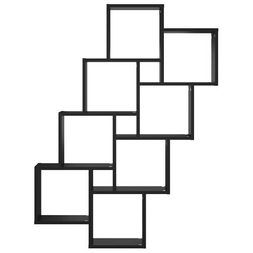 Étagère Murale Cube Noir 90x15x119 Cm Bois Contreplaqué