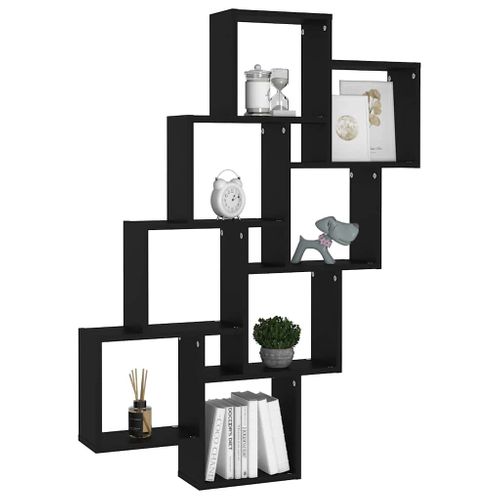 Étagère Murale Cube Noir 90x15x119 Cm Bois Contreplaqué