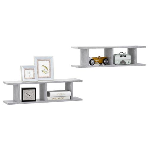 Étagères Murales 2 Pièces Gris Béton 75x18x20 Cm Bois Contreplaqué