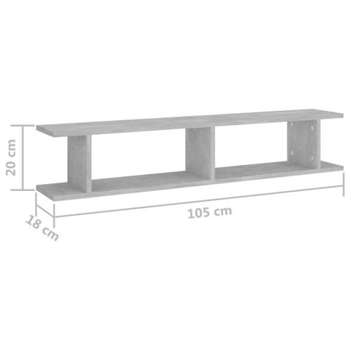 Étagères Murales 2 Pièces Gris Béton 105x18x20cm Bois Contreplaqué