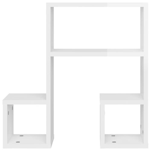 Étagères Murales 2pcs Blanc Brillant 50x15x50cm Bois Ingénierie