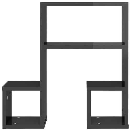 Étagères Murales 2 Pièces Gris Brillant 50x15x50cm Bois Ingénierie