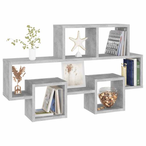 Étagère Murale Forme D'auto Gris Béton Bois D’ingénierie