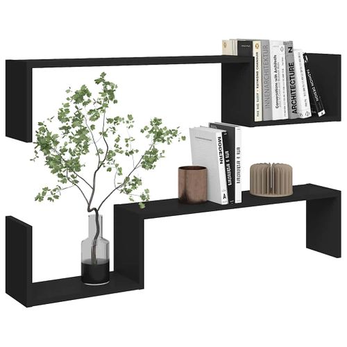 Étagères Murales 2 Pièces Noir 100x15x20 Cm Bois Contreplaqué