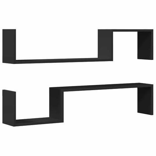 Étagères Murales 2 Pièces Noir 100x15x20 Cm Bois Contreplaqué