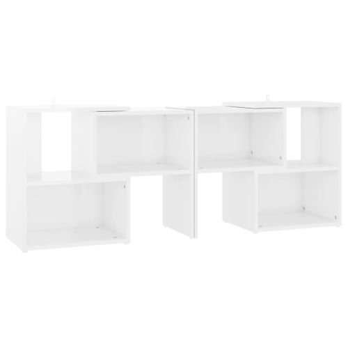 Meuble TV Blanc Brillant 104x30x52 Cm Bois Contreplaqué