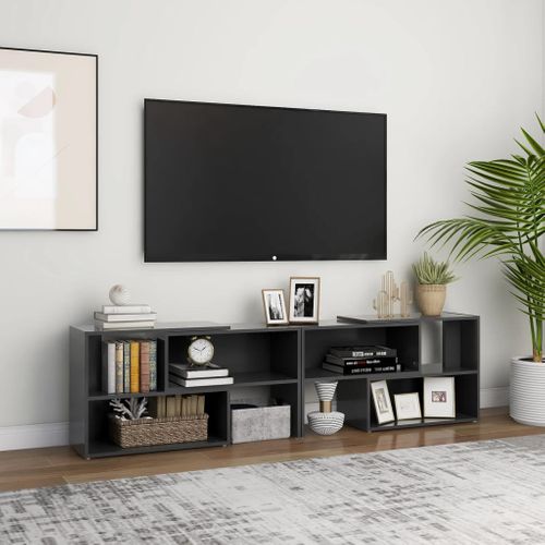 Meuble TV Gris 149x30x52 Cm Bois Contreplaqué