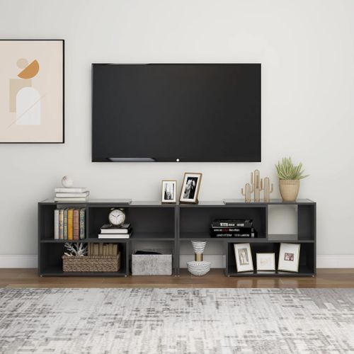 Meuble TV Gris 149x30x52 Cm Bois Contreplaqué