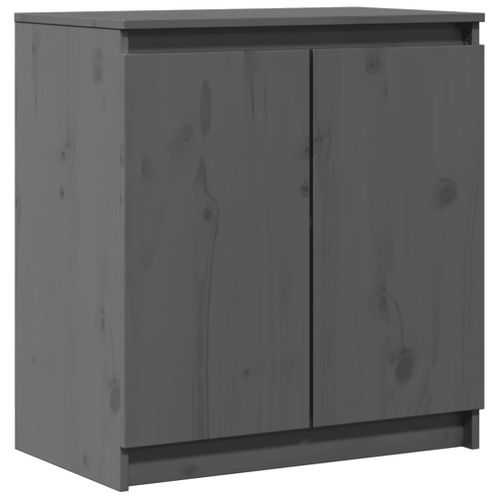 Armoire Latérale Gris 60x36x65 Cm Bois De Pin Massif