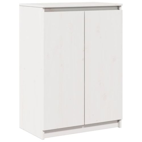 Buffet Blanc 60x36x84 Cm Bois De Pin Massif