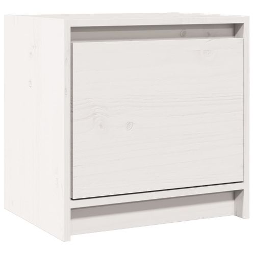 Table De Chevet Blanc 40x30,5x40 Cm Bois De Pin Massif