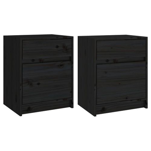 Tables De Chevet 2 Pièces Noir 40x31x50 Cm Bois De Pin Massif