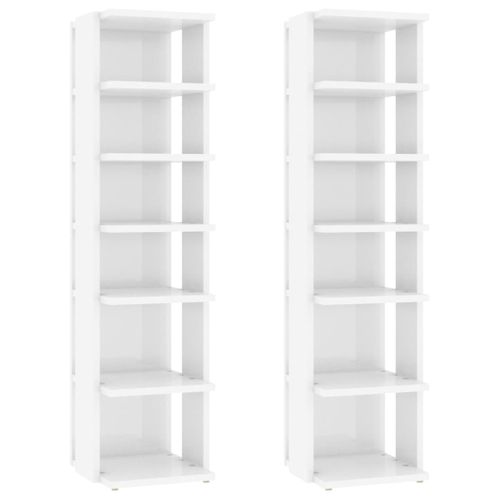 Armoires à Chaussures 2 Pièces Blanc Brillant 27,5x27x102 Cm