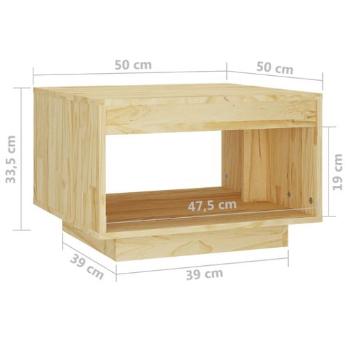 Table Basse 50x50x33,5 Cm Bois De Pin Massif