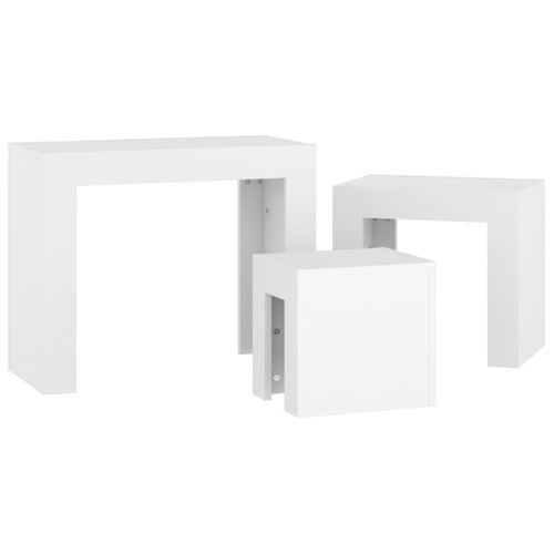 Tables Basses Gigognes 3 Pièces Blanc Bois D’ingénierie