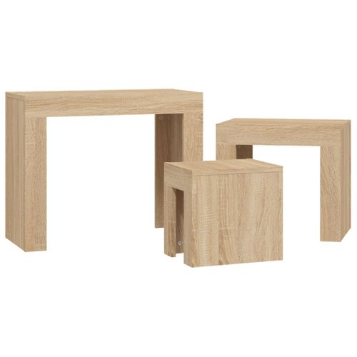 Tables Basses Gigognes 3 Pièces Chêne Sonoma Bois Contreplaqué