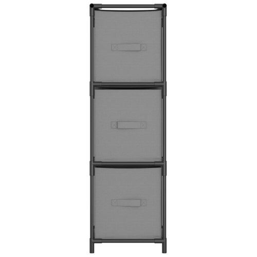 Armoire De Rangement 3 Tiroirs En Tissu Gris 34x34x101 Cm Acier