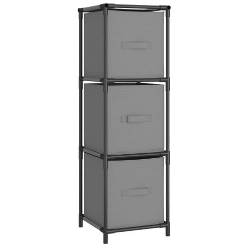 Armoire De Rangement 3 Tiroirs En Tissu Gris 34x34x101 Cm Acier