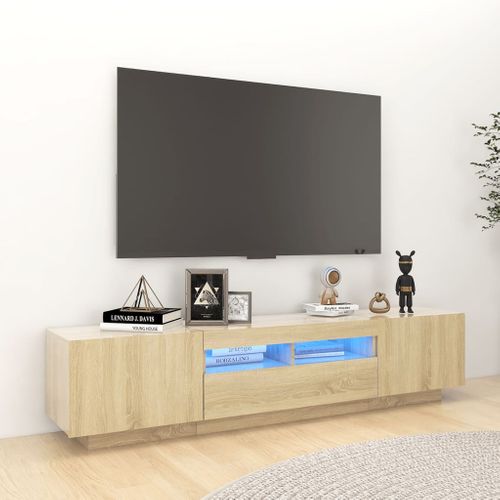 Meuble TV Avec Lumières LED Chêne Sonoma 180x35x40 Cm