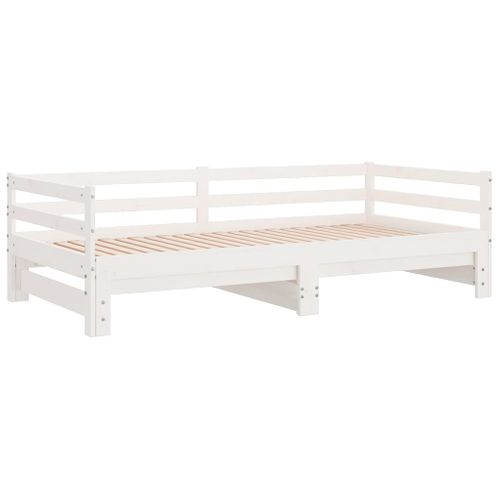 Lit Coulissant Blanc Bois De Pin Massif 2x(90x200) Cm