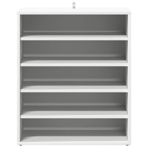 Meuble à Chaussures Blanc 60x35x70 Cm Bois Contreplaqué 5 Étagères Montage Mural Ou Au Sol