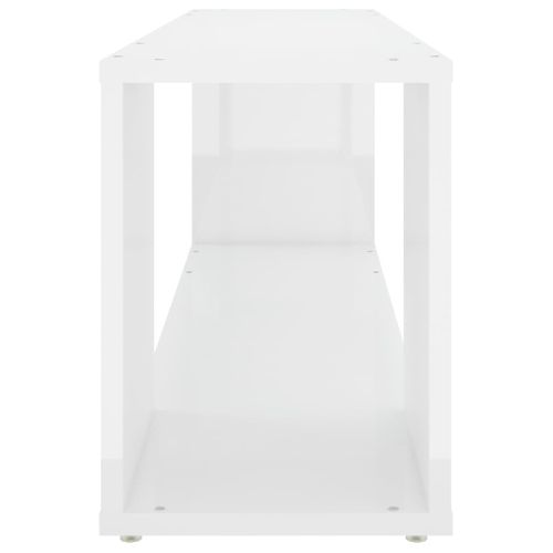 Meuble TV Blanc Brillant 100x24x32 Cm Bois Contreplaqué