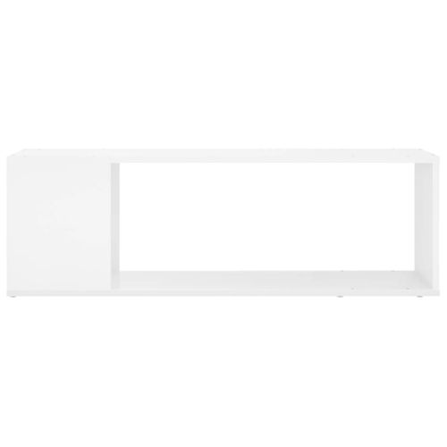 Meuble TV Blanc Brillant 100x24x32 Cm Bois Contreplaqué