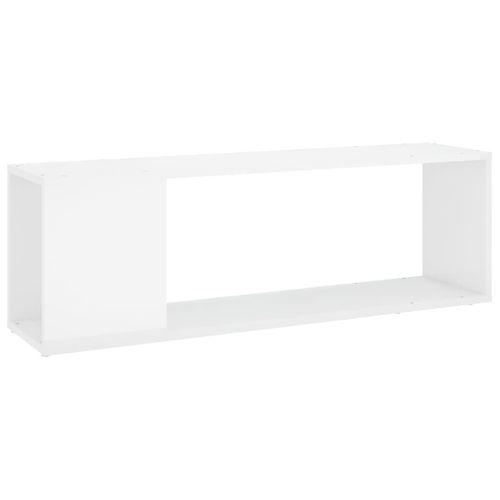 Meuble TV Blanc Brillant 100x24x32 Cm Bois Contreplaqué