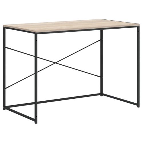 Bureau D'ordinateur Noir Et Chêne 110x60x70 Cm Aggloméré
