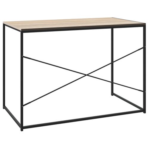 Bureau D'ordinateur Noir Et Chêne 110x60x70 Cm Aggloméré