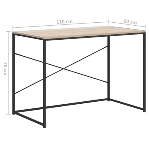 Bureau D'ordinateur Noir Et Chêne 110x60x70 Cm Aggloméré