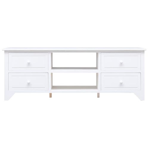 Meuble TV Blanc 108x30x40 Cm Bois De Paulownia Solide