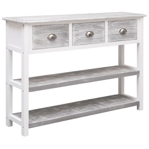 Buffet Gris Antique 108x30x76 Cm Bois De Paulownia Massif