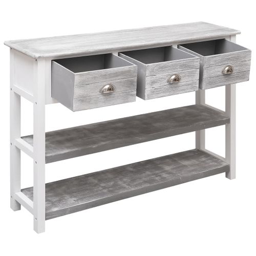 Buffet Gris Antique 108x30x76 Cm Bois De Paulownia Massif