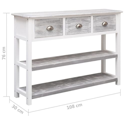 Buffet Gris Antique 108x30x76 Cm Bois De Paulownia Massif