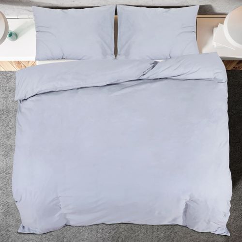 Ensemble De Housse De Couette Gris 200x200 Cm Coton