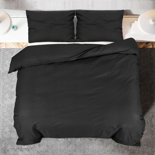 Ensemble De Housse De Couette Noir 200x200 Cm Coton