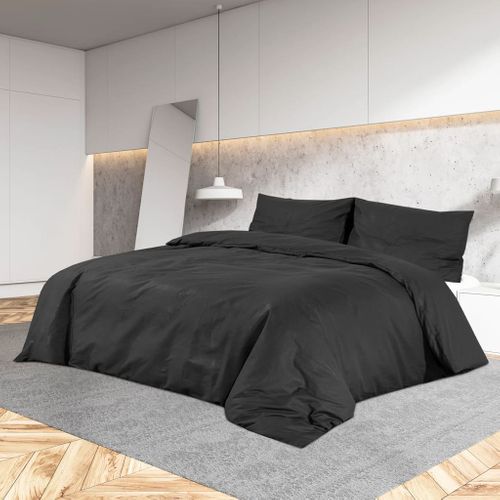 Ensemble De Housse De Couette Noir 200x200 Cm Coton