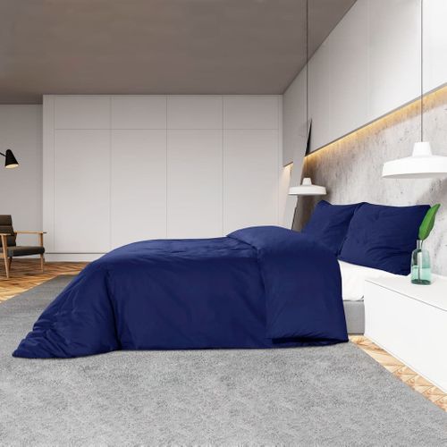 Ensemble De Housse De Couette Bleu Marine 220x240 Cm Coton
