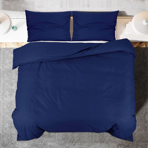 Ensemble De Housse De Couette Bleu Marine 200x200 Cm Coton